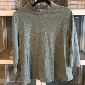 Green mock neck. Size large. Cropped length